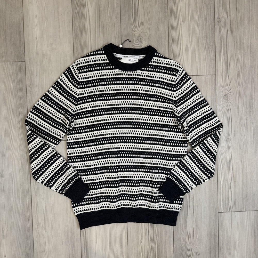 NEW Selected Homme‎ Sweater Mens Medium Cotton Crewneck Pullover Academia
